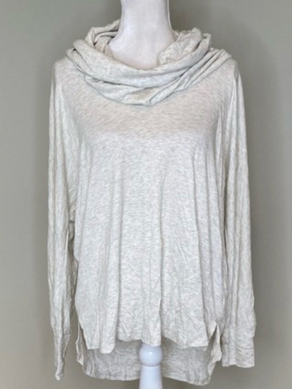 Anthropologie oatmeal slouchy ribbed cowl neck top sz S